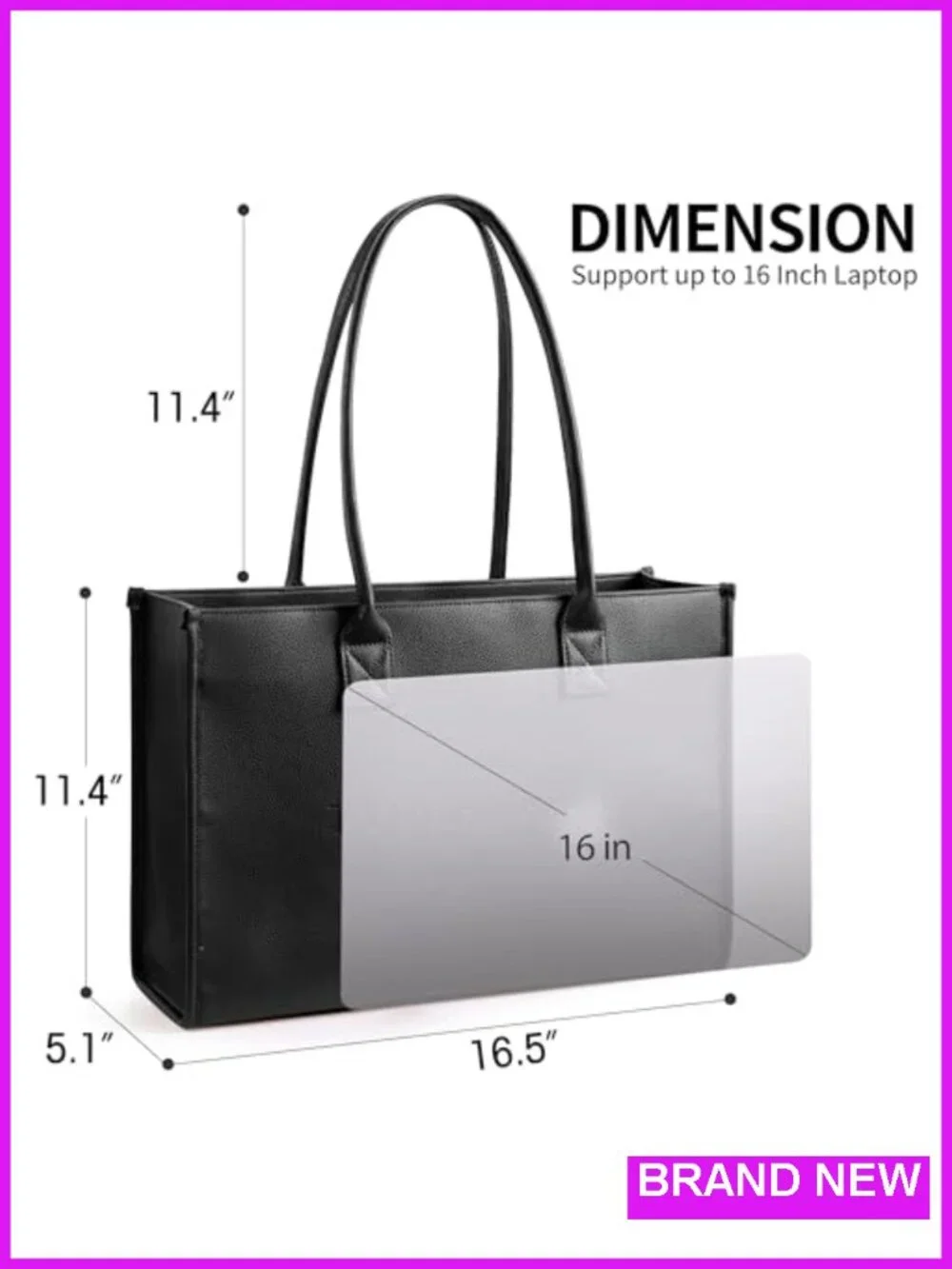 Oversize PU Leather Tote Bag Women Weekender Shopper Handbag with Top Handle